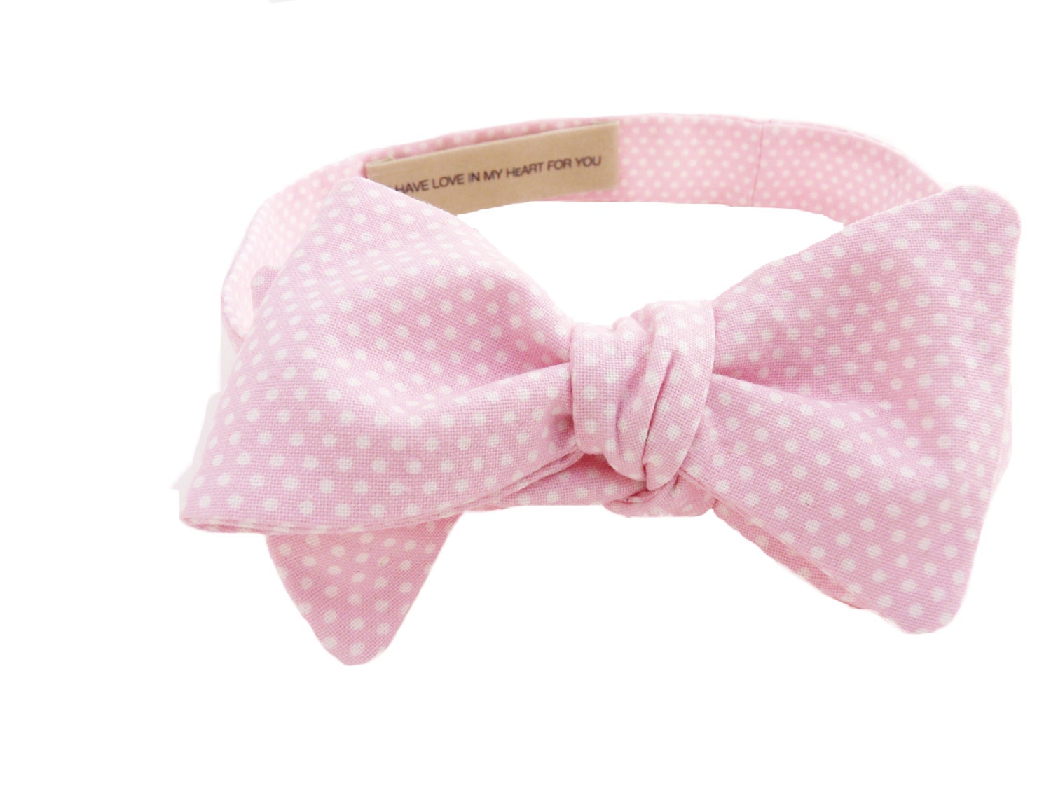Custom Bow Tie/Bowtie Pink & White Polka Dot With Your Own Personalized Date // Initials // Phrase