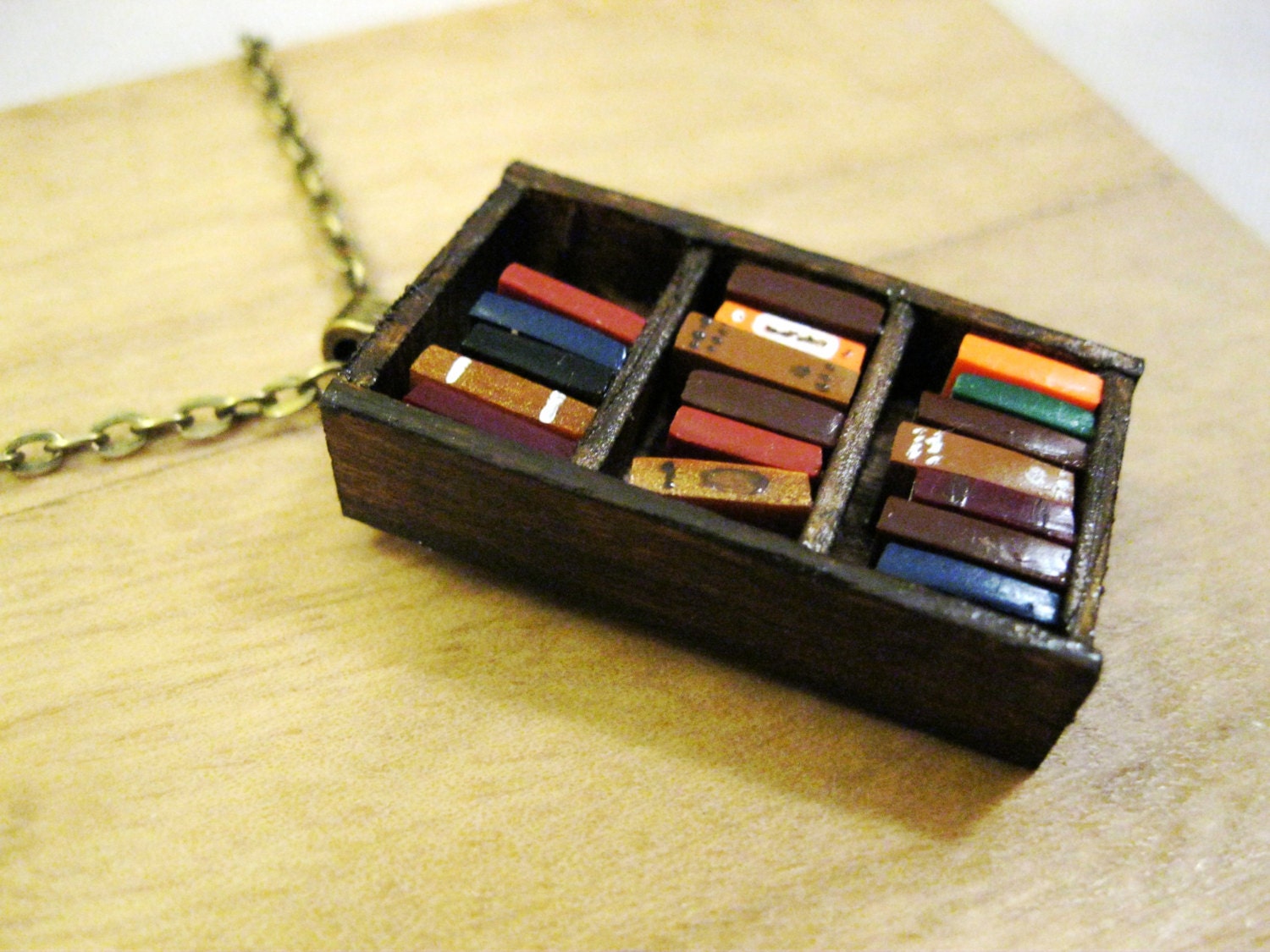 Antique Bookshelf Necklace - Book Jewelry by Coryographies (Made to Order)