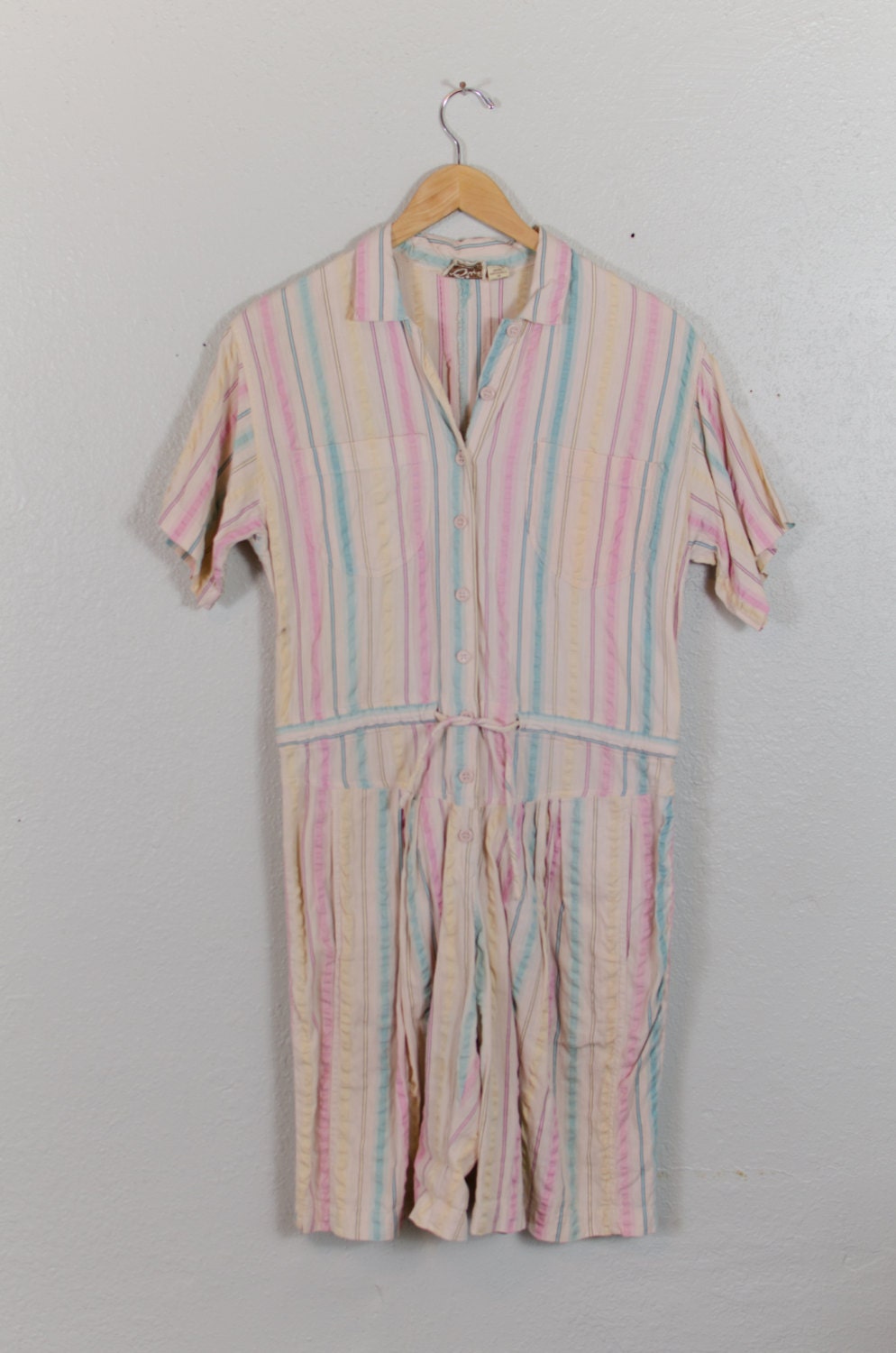 Vintage 80's 90's Women's Summer Seersucker Jumper
