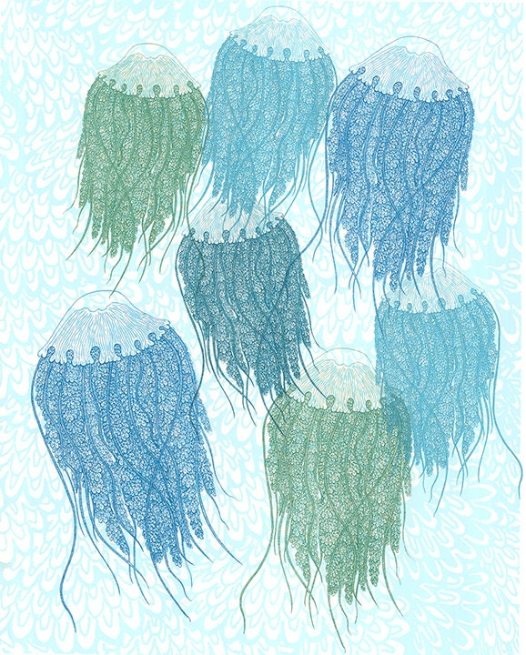 Nautical Jellyfish Screenprint 18x24