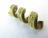 Peacock Lace  Dread Bead - Wasabi Green and Old Gold - Choose 4mm 6mm 7mm 9mm 11mm