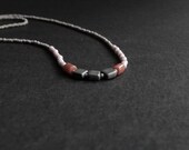 Gray, lilac, & orange OOAK necklace - The Delicate collection, Evening, 1