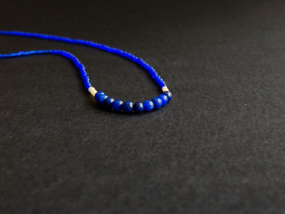 Blue & yellow OOAK necklace - The Delicate collection, Night, 1