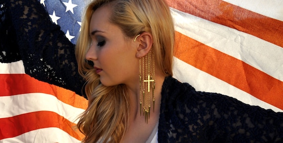 Gold Cross Ear Cuff