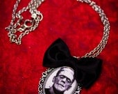 Frankenstein Cameo Necklace with 18" Chain and Bow
