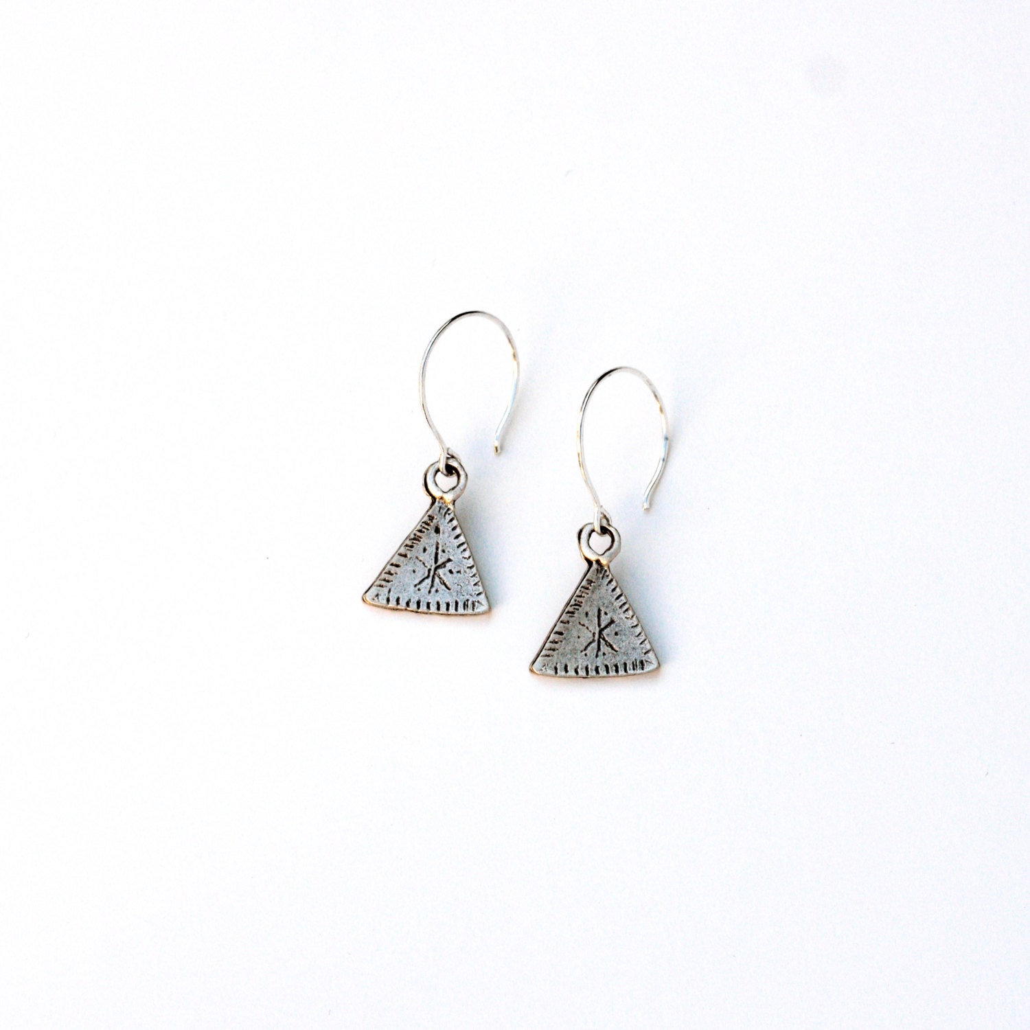 Silver Triangle Star Burst Earrings