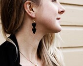 Gold Dot & Double Black Triangle Earrings