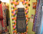 70s Strawberry Floral Picnic Sun Dress Size XS