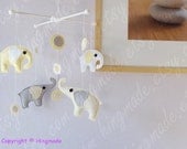 Elephants Mobile - Baby Crib Mobile - Nursery Mobile - Baby Shower Decor - Polka Dot Yellow White Elephants theme (You can pick your colors)
