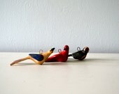 Vintage Bird Figurines, Cute Colorful Woodland Animal Ornaments, Hand Painted Instant Collection, Pendants