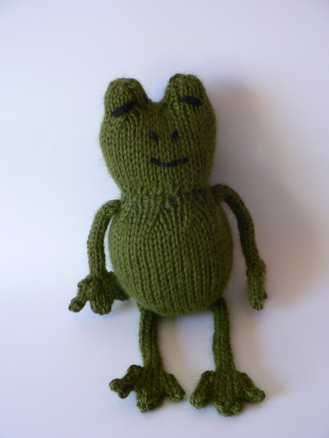 Handknit Olive Green Toy Frog