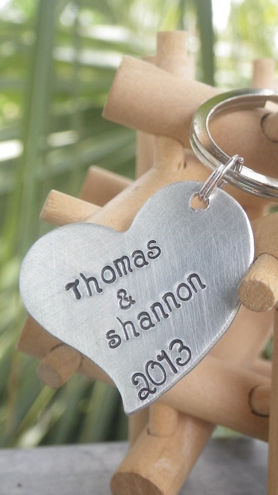 Personalized Handstamped Heart Keychain. Makes a Awesome Gift for any Occasion. Make it Your Own.
