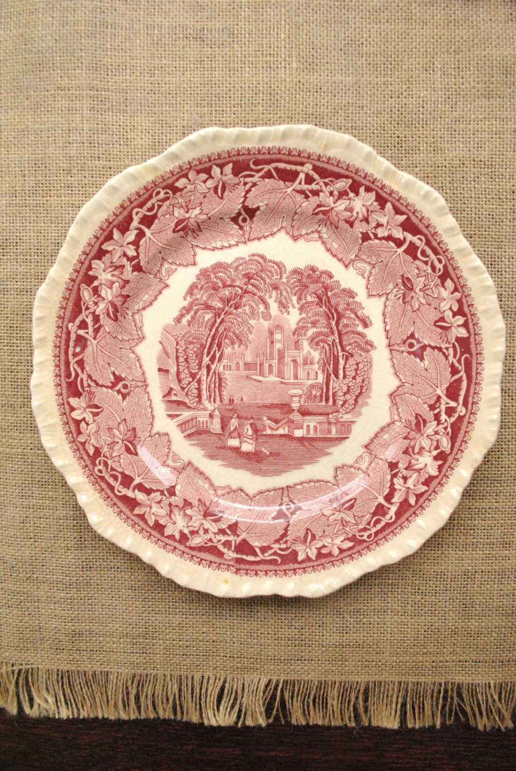 Set of Three Mason's Red Transferware Plates