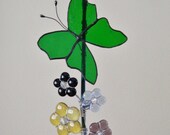 Stained Glass Butterfly Suncatcher Fused Glass Flowers Bouquet