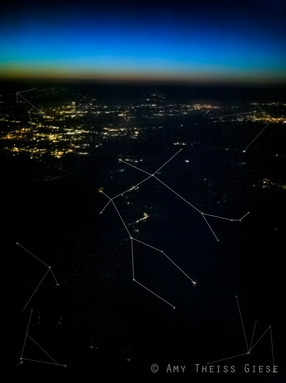 Constellation Illustration No. 4 5x7  - Home Decor Photography, Night Sky, Stars, Astronomy, Gemini Twins