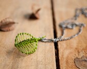 Necklace Pendant - Bush Willow - in Bright Grass Green