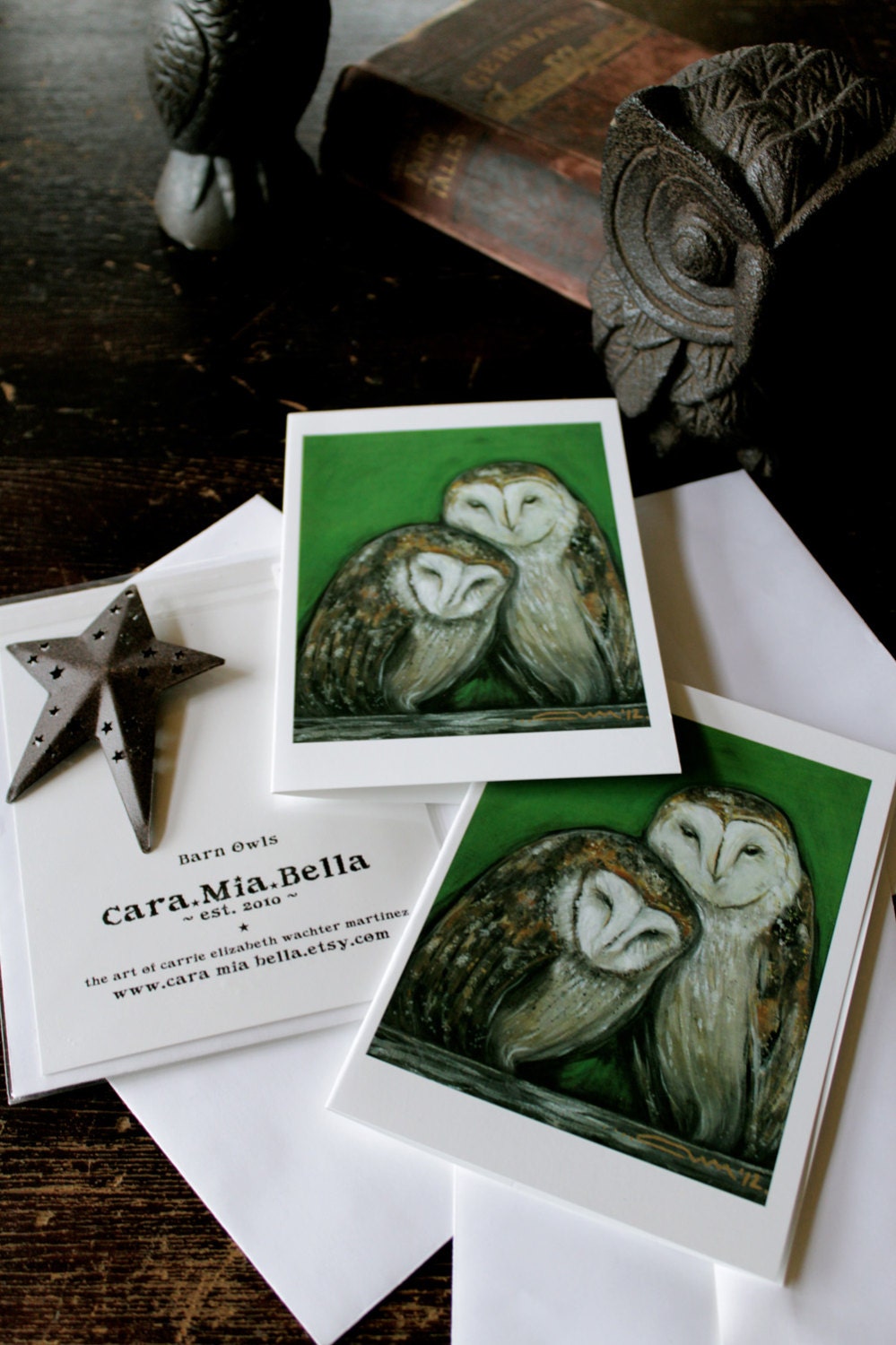 Barn Owls Cards Set of 8 Blank Note 5 x 7 Owl Painting Friendship Birthday Collectible Bird Nature Wise Hunter Lovers Friendship