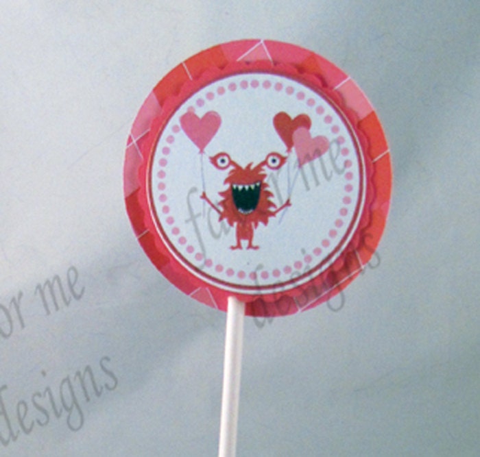 Monster Valentine Cupcake Toppers