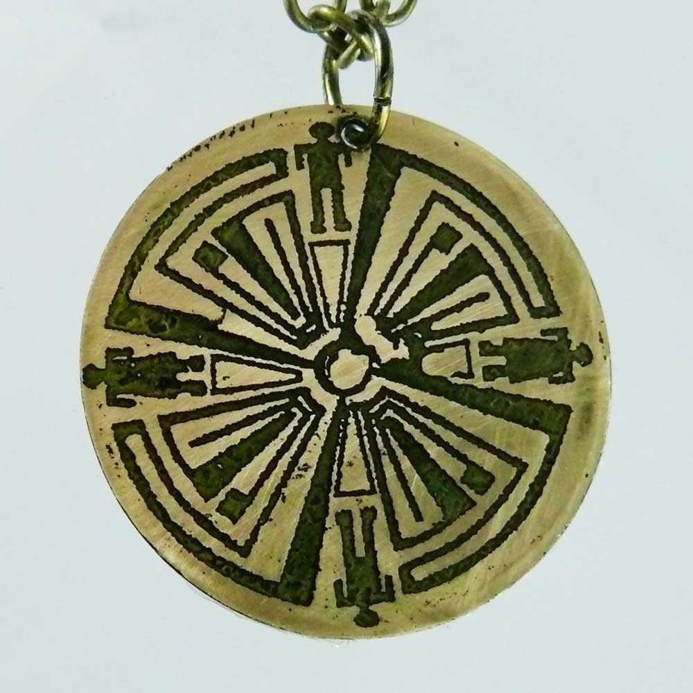 Haven Guard brass circle pendant