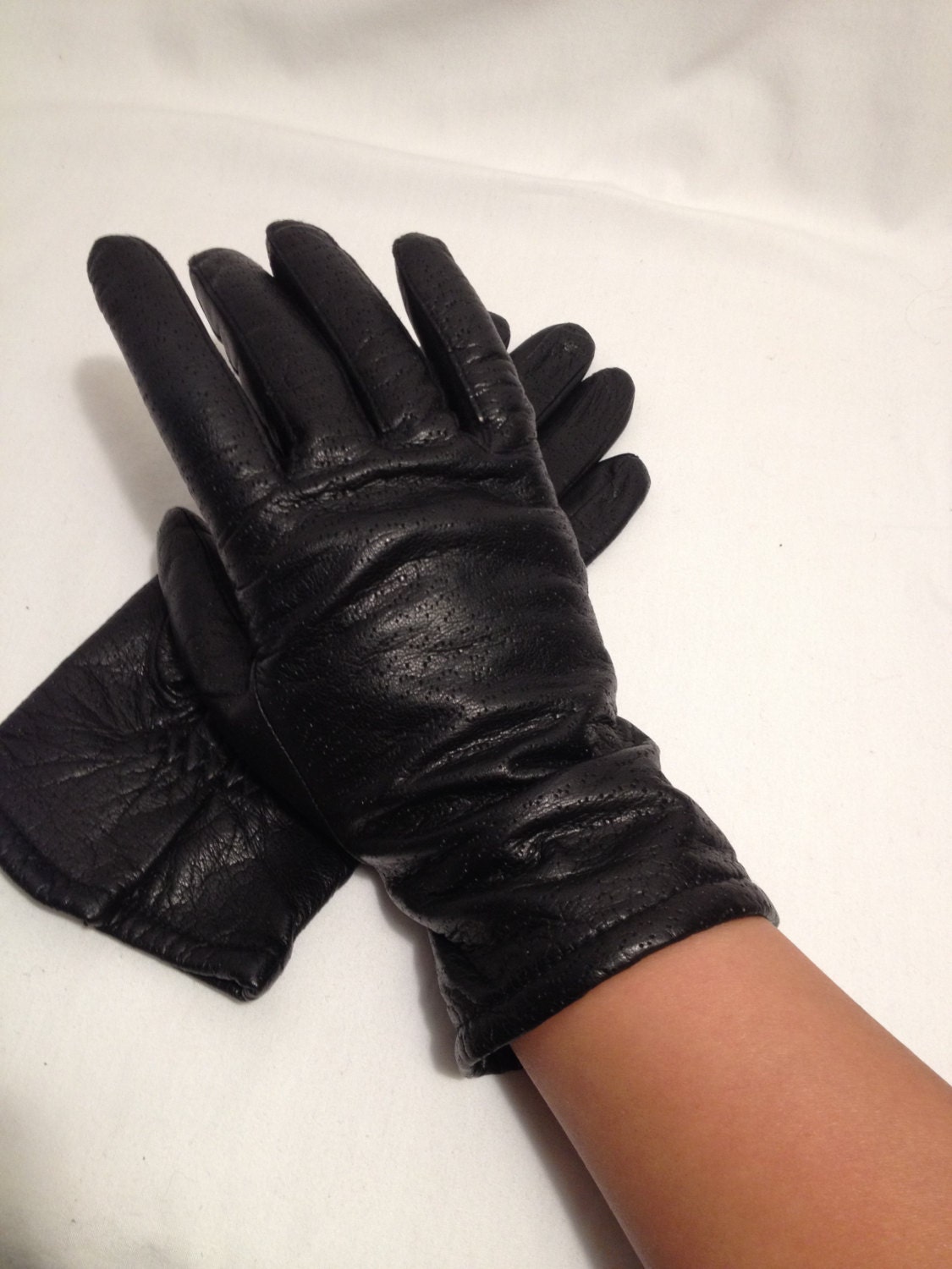 Vintage Black Leather Gloves