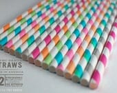 Sweet Shoppe Mix Paper Stripey Straws  12pk & Digital Flags - Party - Birthday - Baby Shower - Wedding