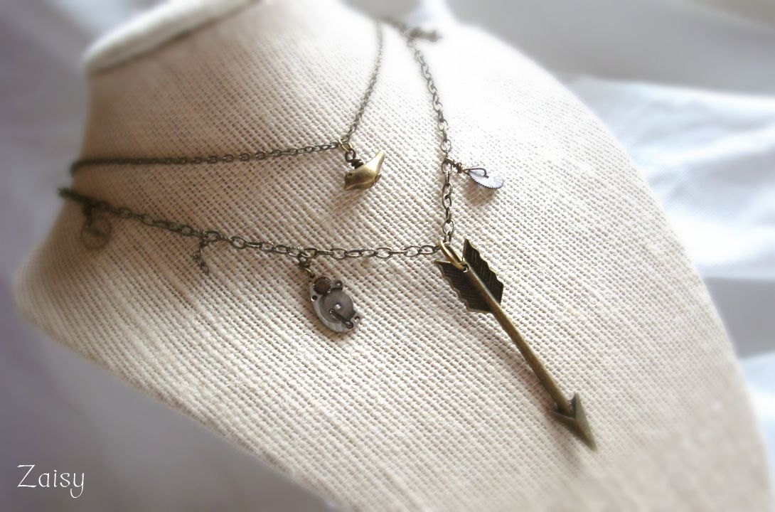 Steampunk Arrow Bird Necklace, Industrial Watch Pieces