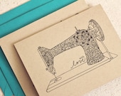 Sewing with love - set of two kraft cards - choose envelope color