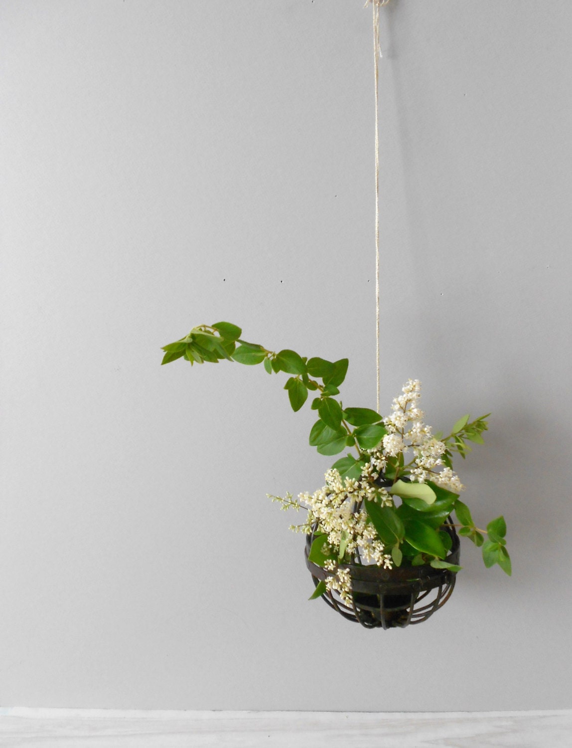 rustic geometric metal hanging planter vase // repurposed salvaged decor