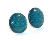 Turquoise Glitter Nail Polish Earrings, Nickel Free Earrings, Plastic Post Earrings, Gift Idea Under 10, International Shipping