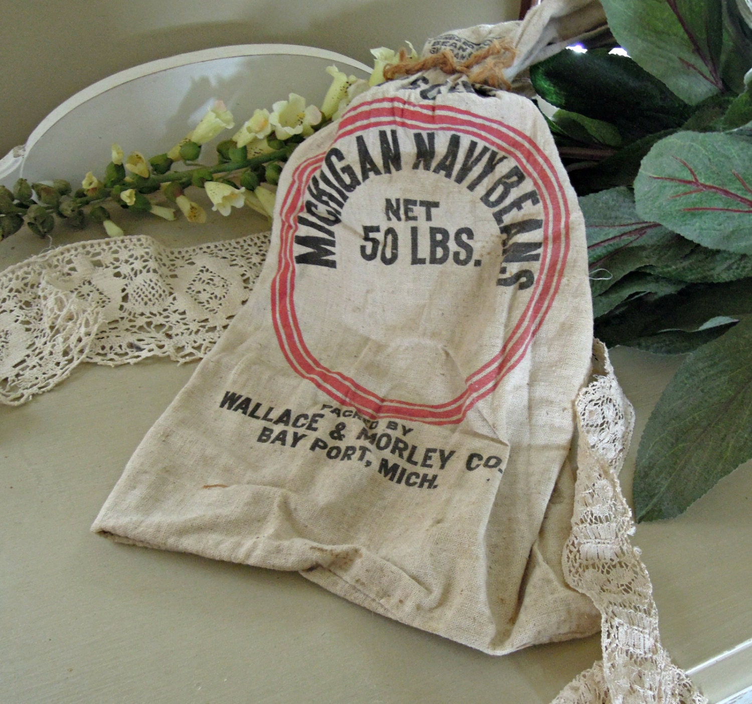 Vintage Michigan Navy Beans 50lbs. Sack / Bag
