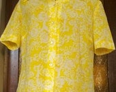 lemon and rust "" vintage tiki blouse