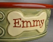 Medium Dog Bowl Single 8" Personalized Made To Order by Symmetrical Pottery