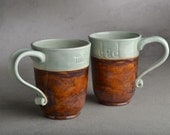 Mom & Dad Coffee Mugs Ready To Ship Coffee Tea Cocoa Mugs by Symmetrical Pottery