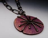 Torch Fired Enamel and Sterling Silver Necklace - Oxidized, Hand Crafted Chain