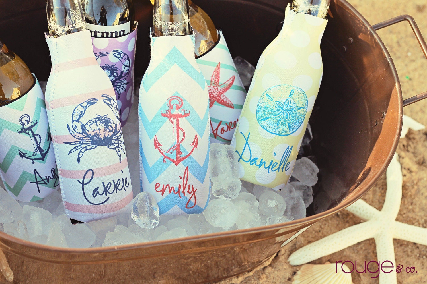 bottle koozie - SEASIDE COLLECTION with monogram