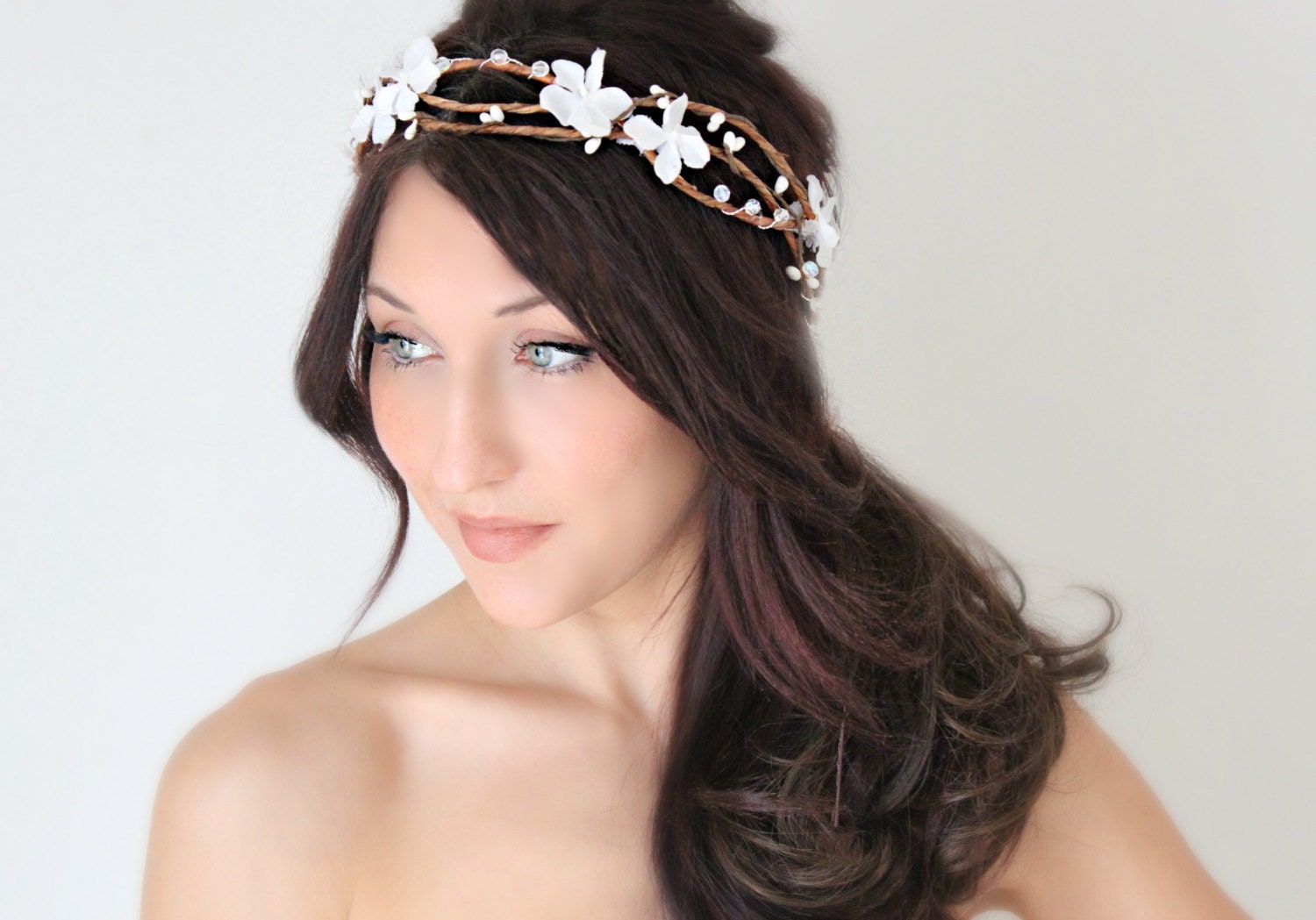 Woodland Flower Crown, Fairy Wedding, White Tiara, wedding accessory, bridal headpiece, flower girl - MARYL -