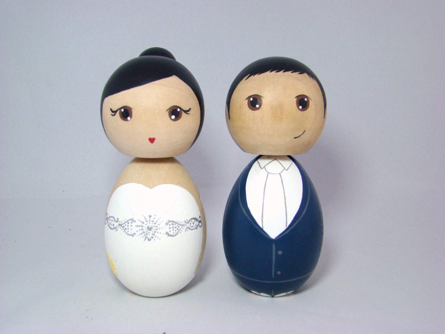 Kokeshi Doll Wedding Cake Toppers Custom Hand Painted