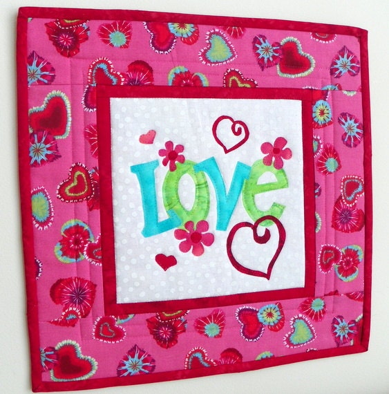 Mini Quilt - Tie Dye Hearts II
