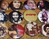 BOB MARLEY Grab Bag of 5 Buttons random one inch pin back badge set Rastafarian Reggae The Wailers