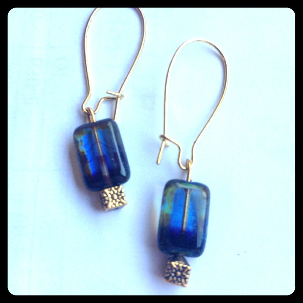 Blue Picasso Glass Window Earrings