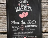 CHALKBOARD HEARTS Blackboard Chalkboard save the date wedding Invitation - You Print