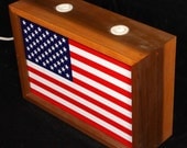 Vintage Unique AMERICAN FLAG United States of America Light Box w/ Stars & Stripes