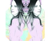 Fashion Illustration Print 5x7 -'Tied Together'