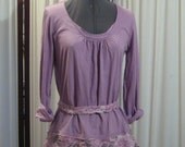 Reconstructed Recycled EcoFriendly Ladies' Top LS Size Small Lilac embellished with lilac-multi Indian Asian Ethnic