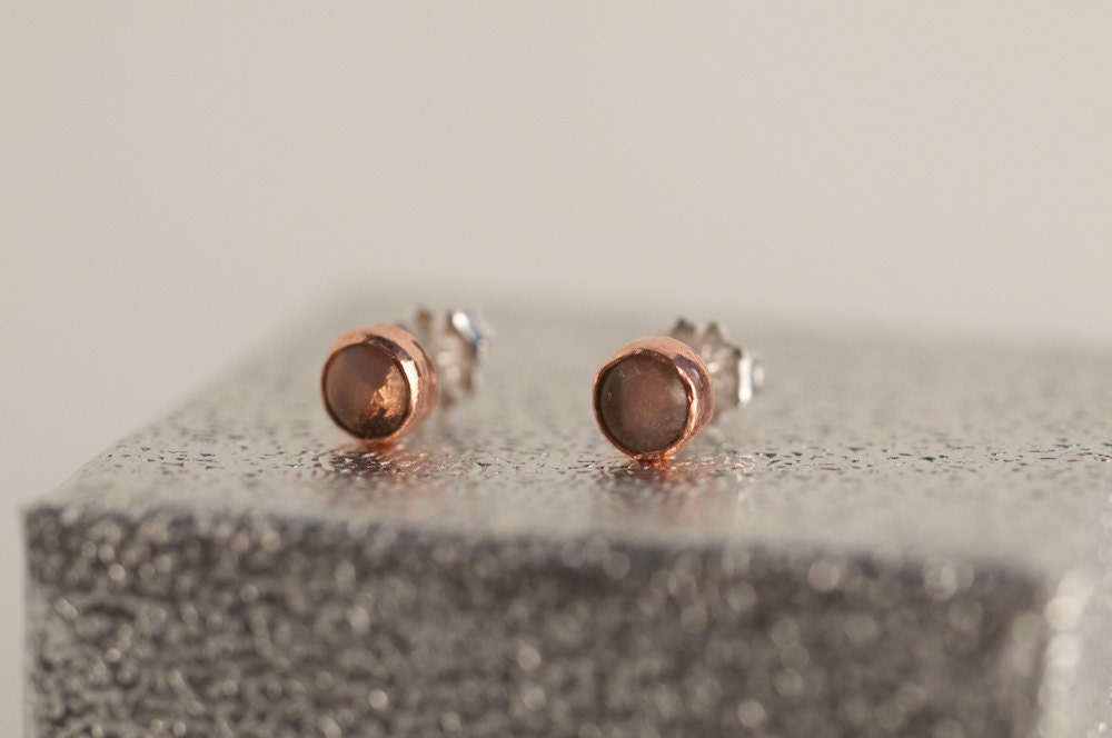 eco resin stud earrings - black and white resin and metallic copper flakes - copper and silver settings