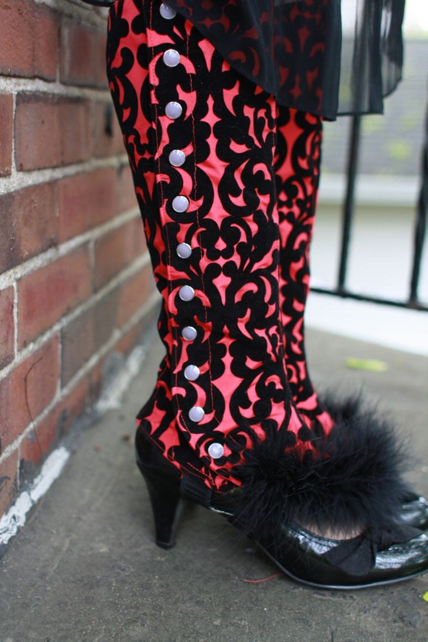 Deadly Sin Spats: Taffeta and Velveteen, with Victorian-Style Side Snaps