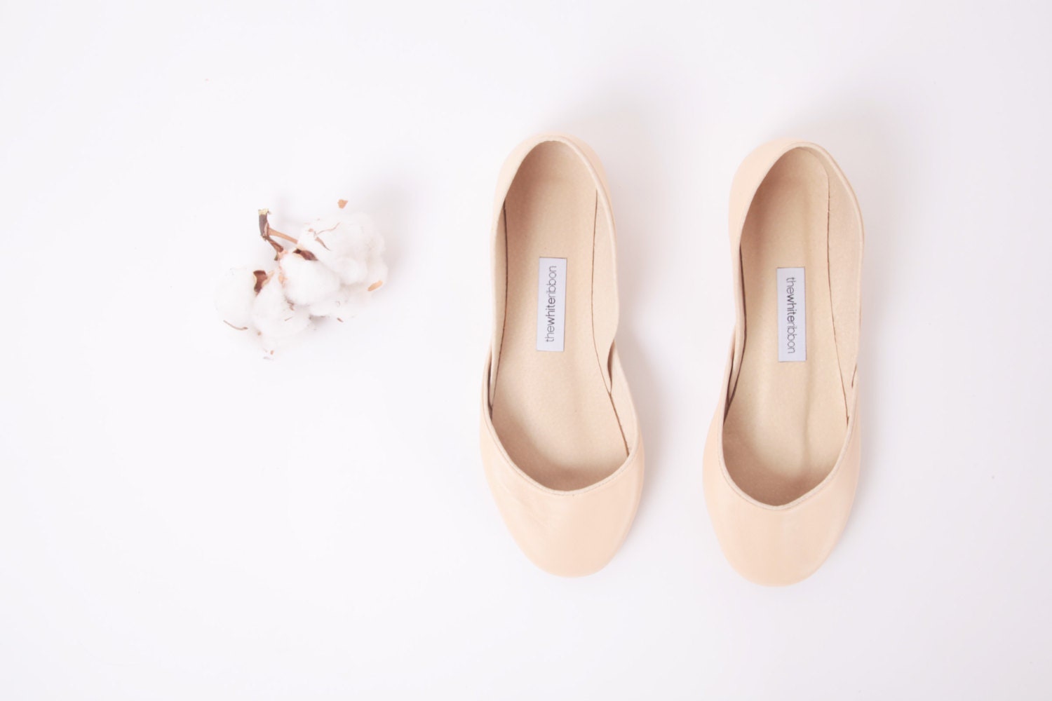up-cycled leather ballet flats. latte light. s8