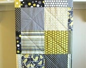 Baby Quilt - Bird Swing Baby Blanket - Gender Neutral - Gray and Yellow