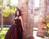 Made to Measure Alternative Two Piece Bridal Formal Gown "Morgan", Hand Beaded Corset, Layered Organza Skirt