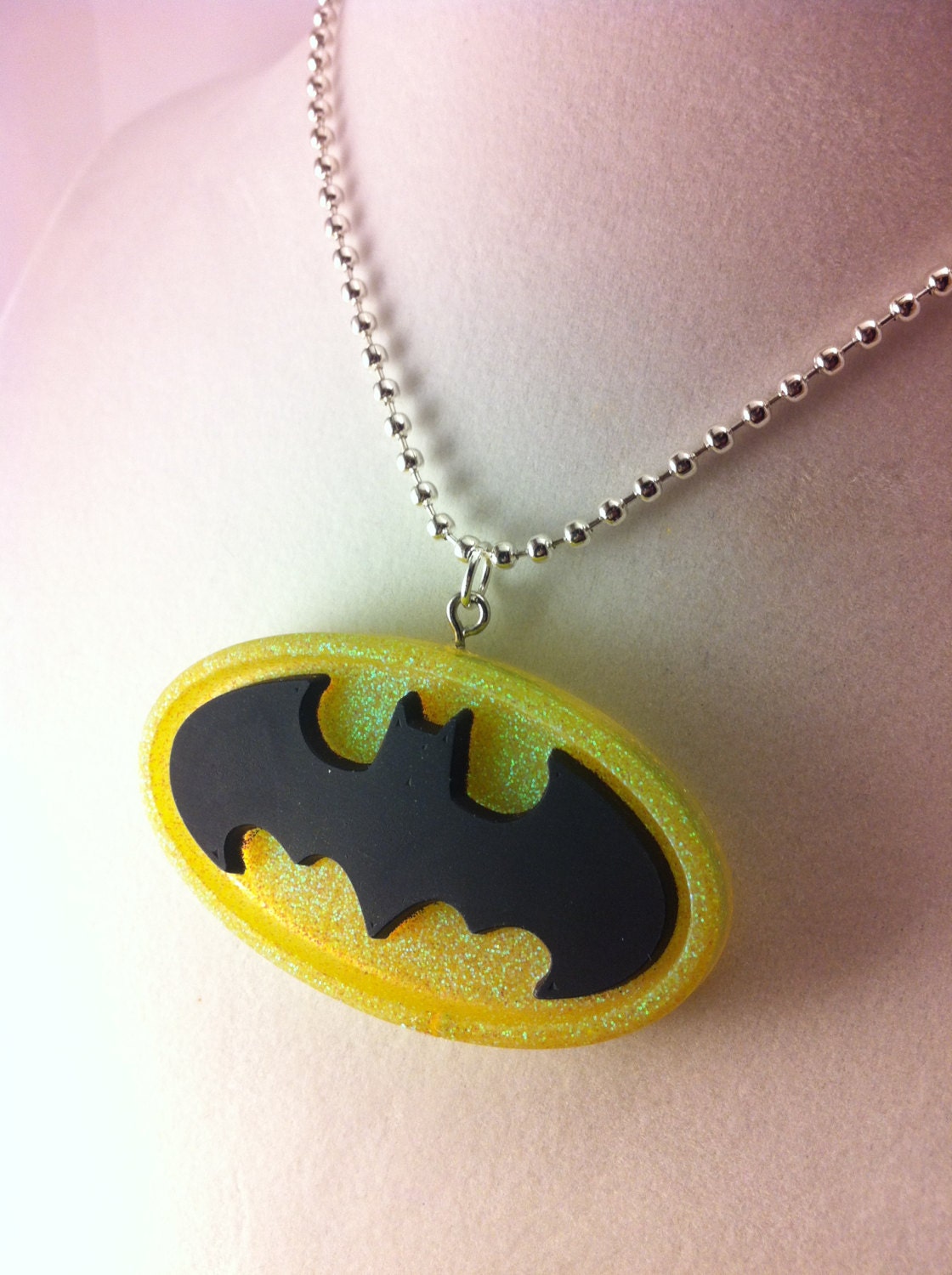 Glitter Batman Necklace